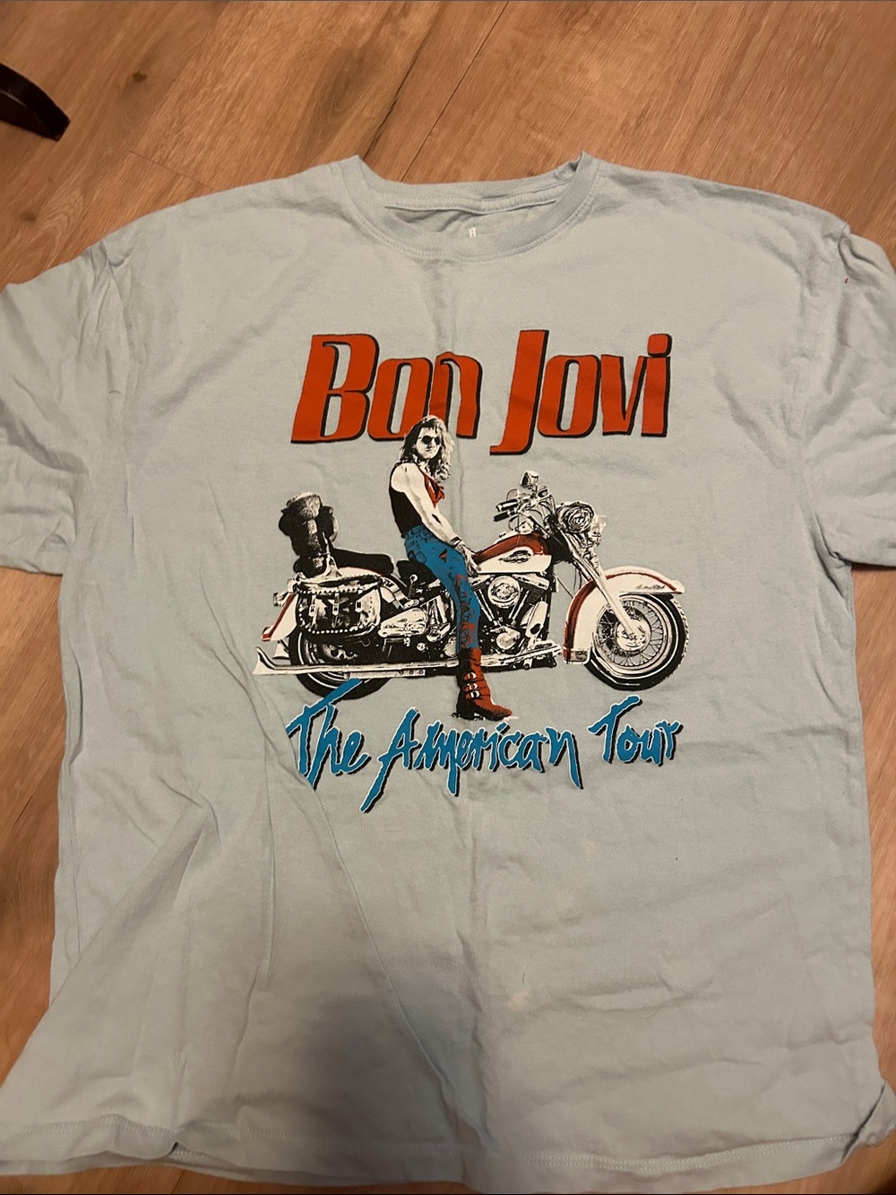 Bon Jovi Light Blue Short Sleeve Graphic Tee - The American Tour